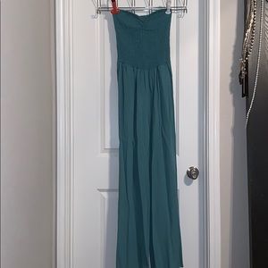 Sea foam green tube top pantsuit
